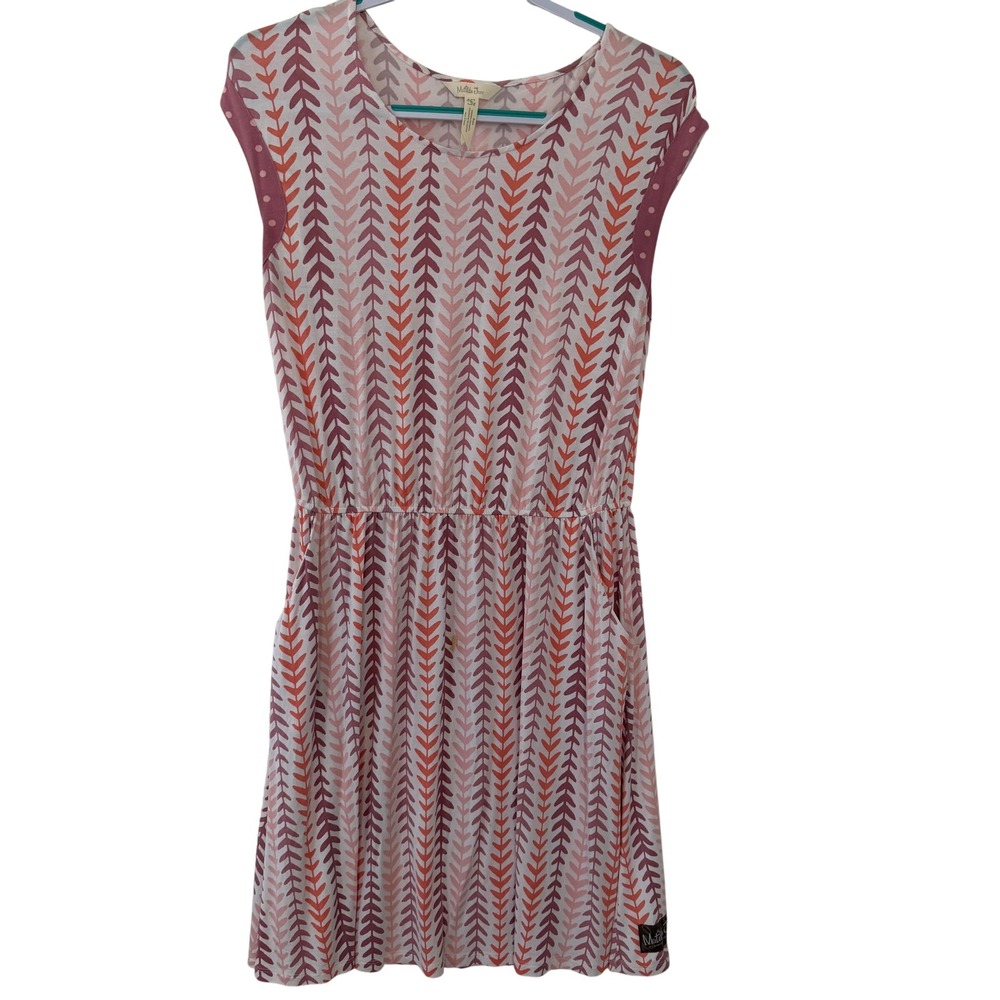 Matilda Jane Womens Pink Orange Leaf Print Elastic Waist Pocket Dress Size Small - Picture 2 of 6